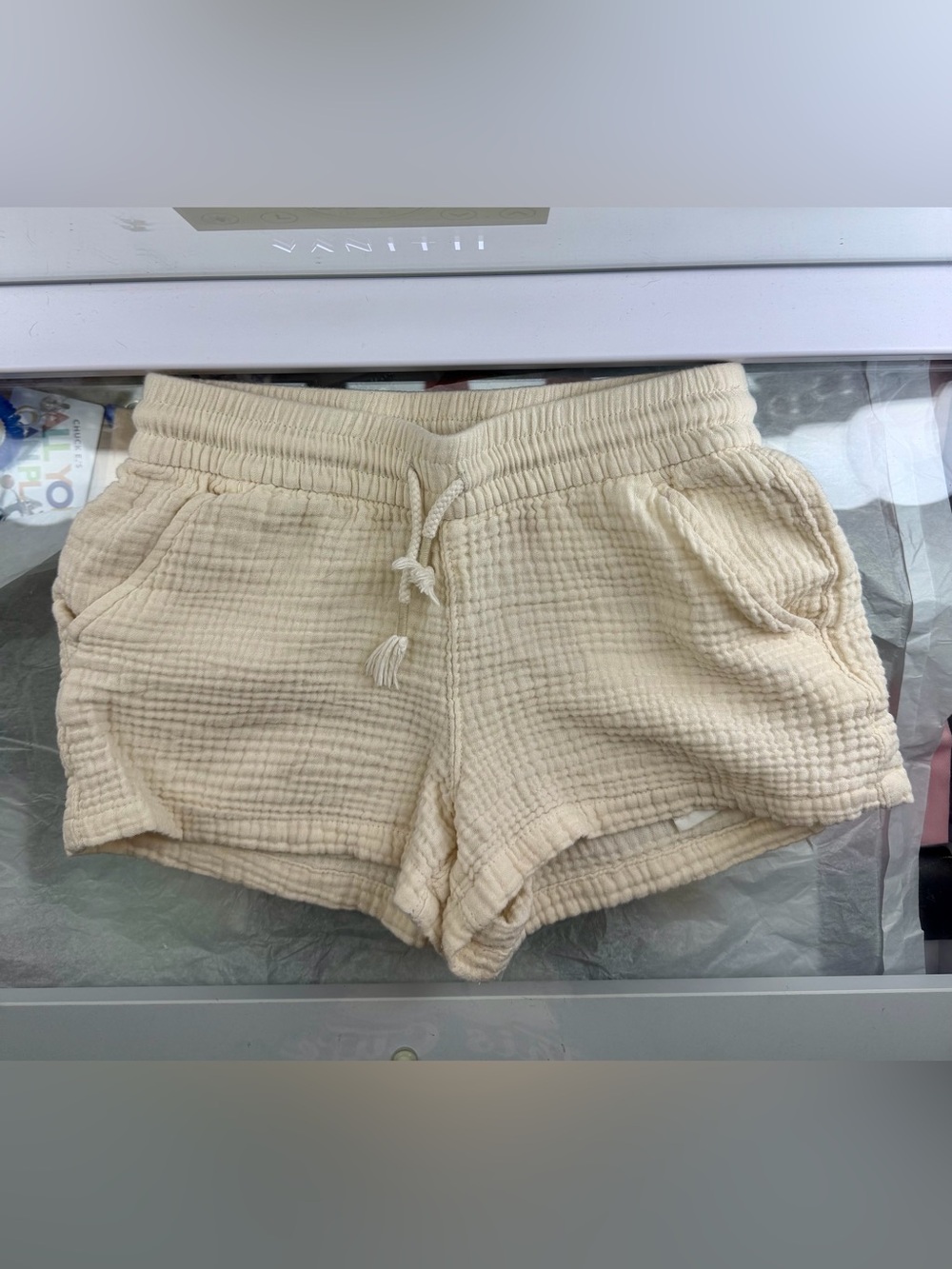 Cat & Jack Cream Waffle-Knit Drawstring Athletic Shorts